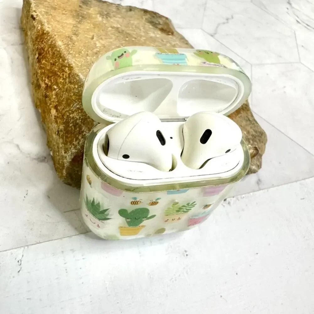 Apple AirPods 1st Generation Model A1602 Case Earbuds and Cute Cacti Cover WORKS